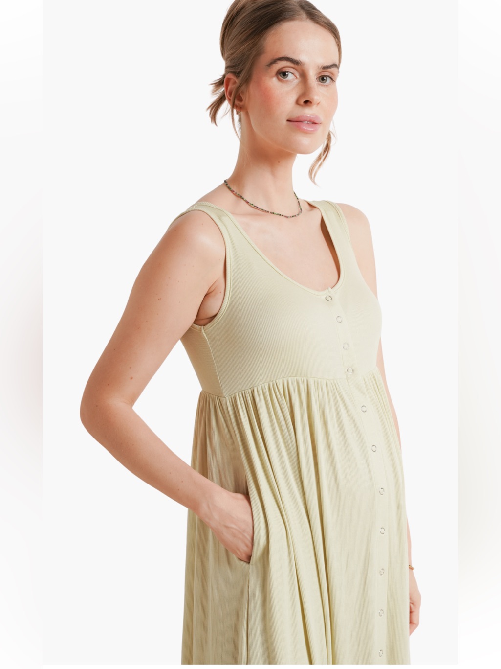 Nom Maternity Rib Maternity/Nursing Midi Dress - Small — image 2 of 3